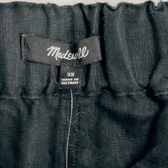 Madewell Clean Pull-On Shorts 100% Linen Black Plus Size 3X Lagenlook Beachy - Picture 10 of 12